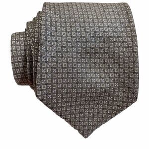‎Brooks Brothers Silk Tie Silver/White Geometric